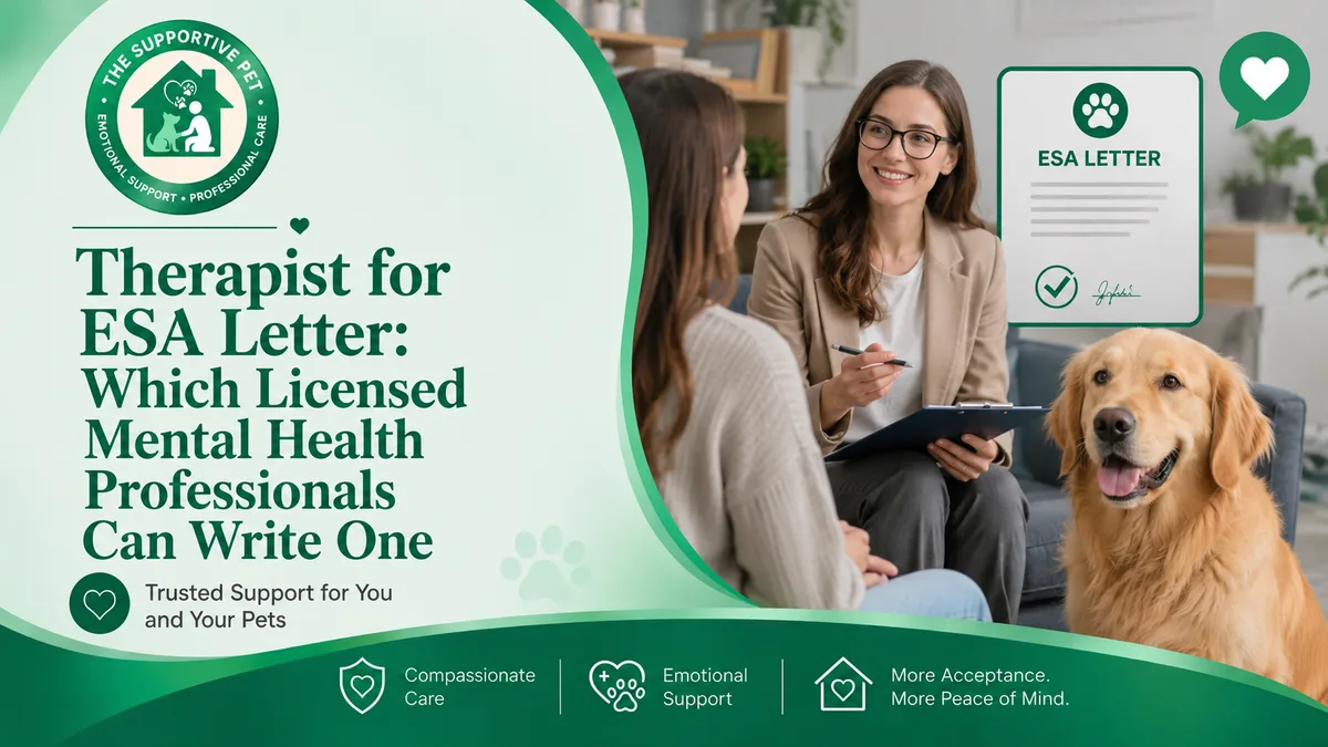 Therapist for ESA Letter: Which Licensed Mental Health Professionals Can Write One