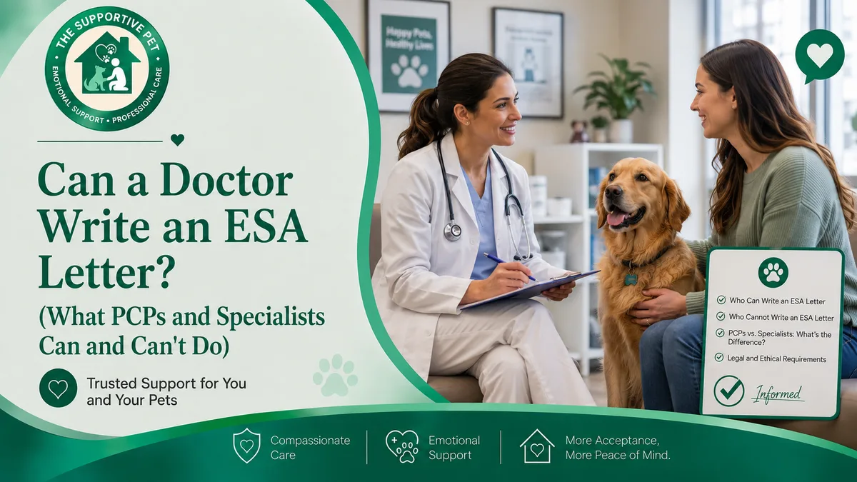 Can a Doctor Write an ESA Letter? (What PCPs and Specialists Can and Can't Do)