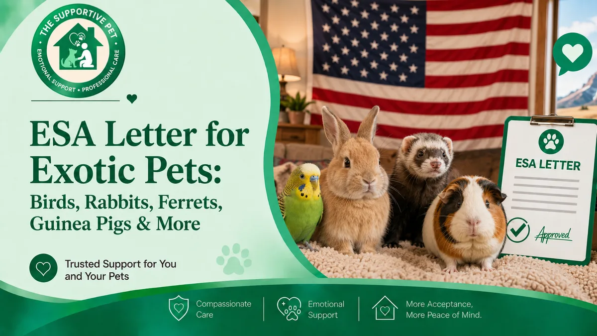 ESA Letter for Exotic Pets: Birds, Rabbits, Ferrets, Guinea Pigs & More