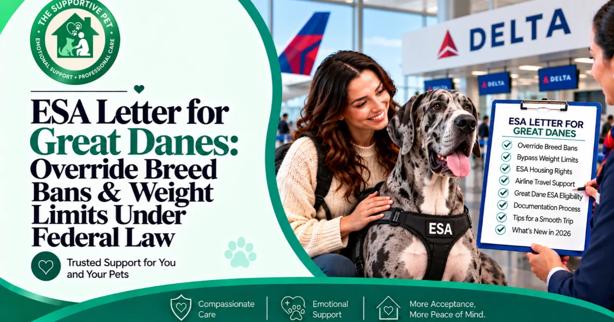 ESA Letter for Great Danes: Request Breed Ban & Weight Limit Exemptions Under Federal Law