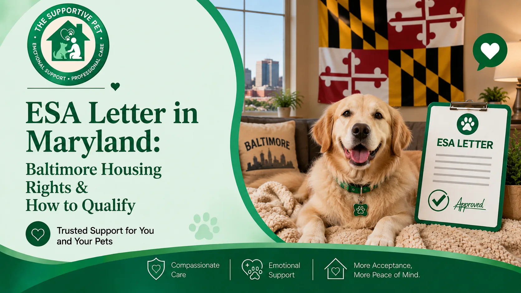 ESA Letter in Maryland: Baltimore Housing Rights & How to Qualify