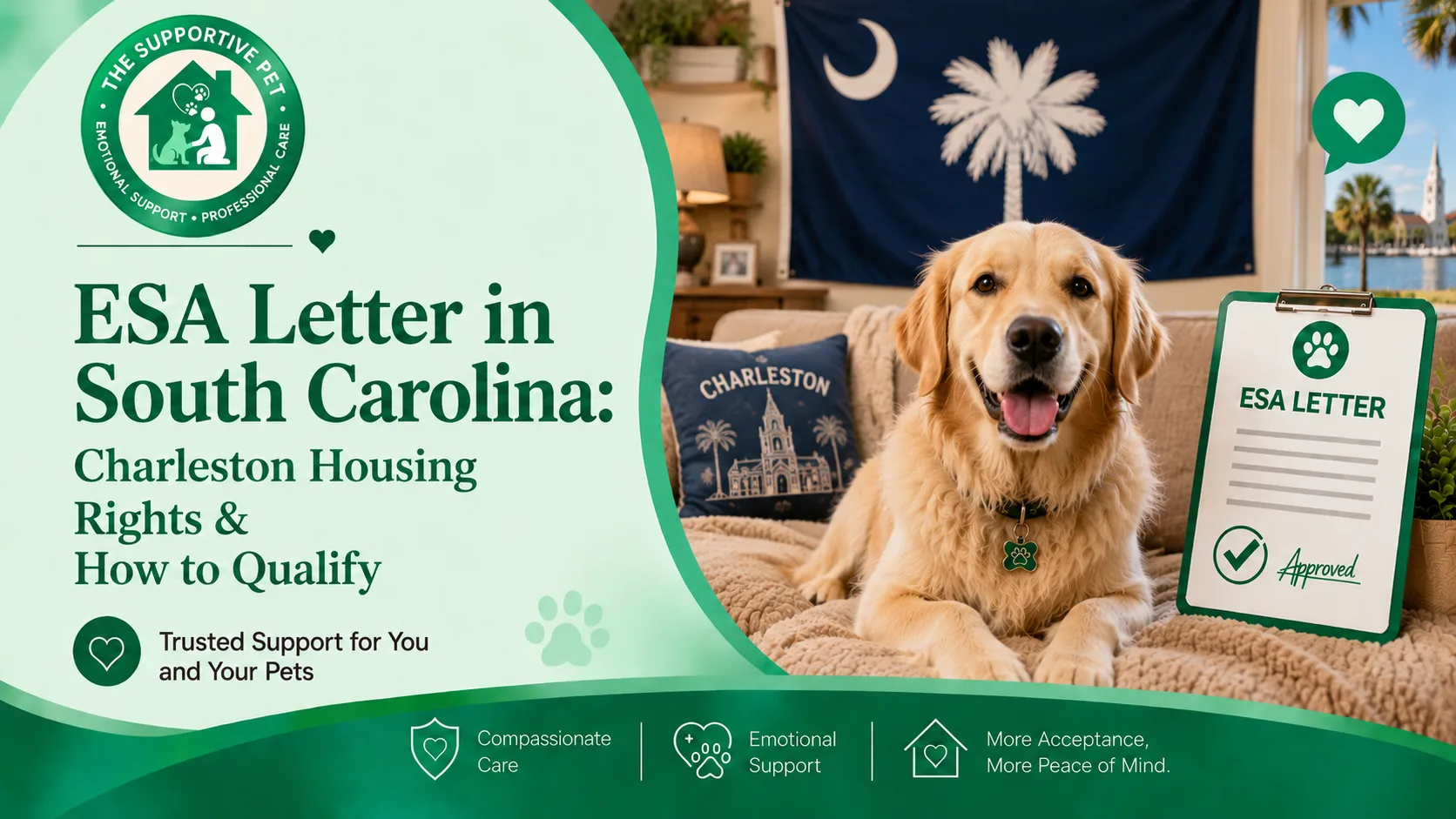 ESA Letter in South Carolina: Charleston Housing Rights & How to Qualify
