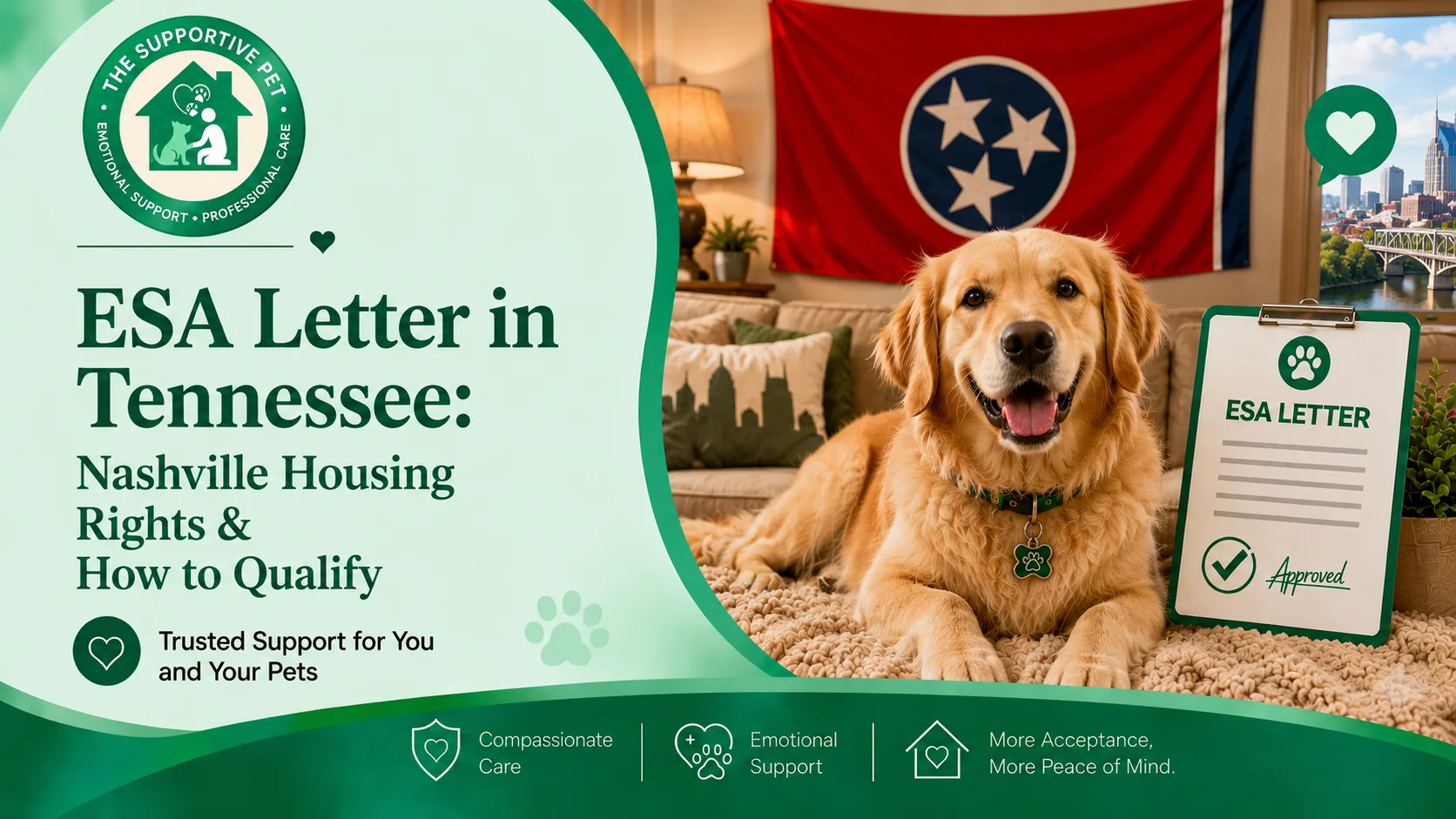 ESA Letter in Tennessee: Nashville Housing Rights & How to Qualify