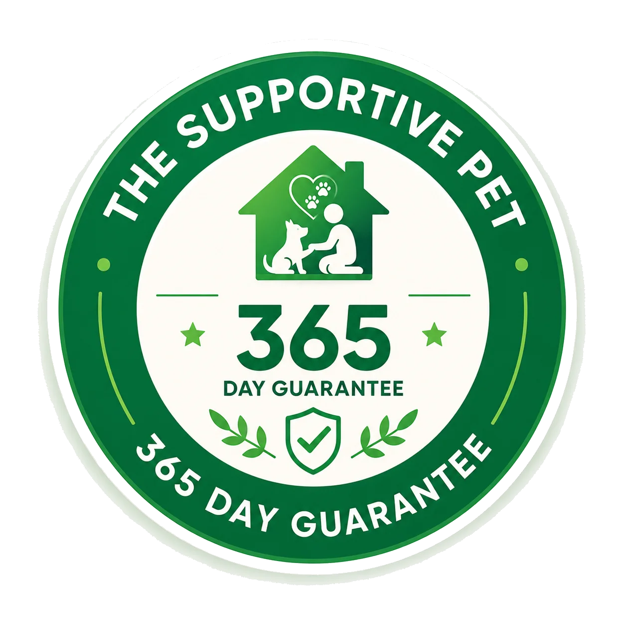 The Supportive Pet 365-Day Guarantee seal
