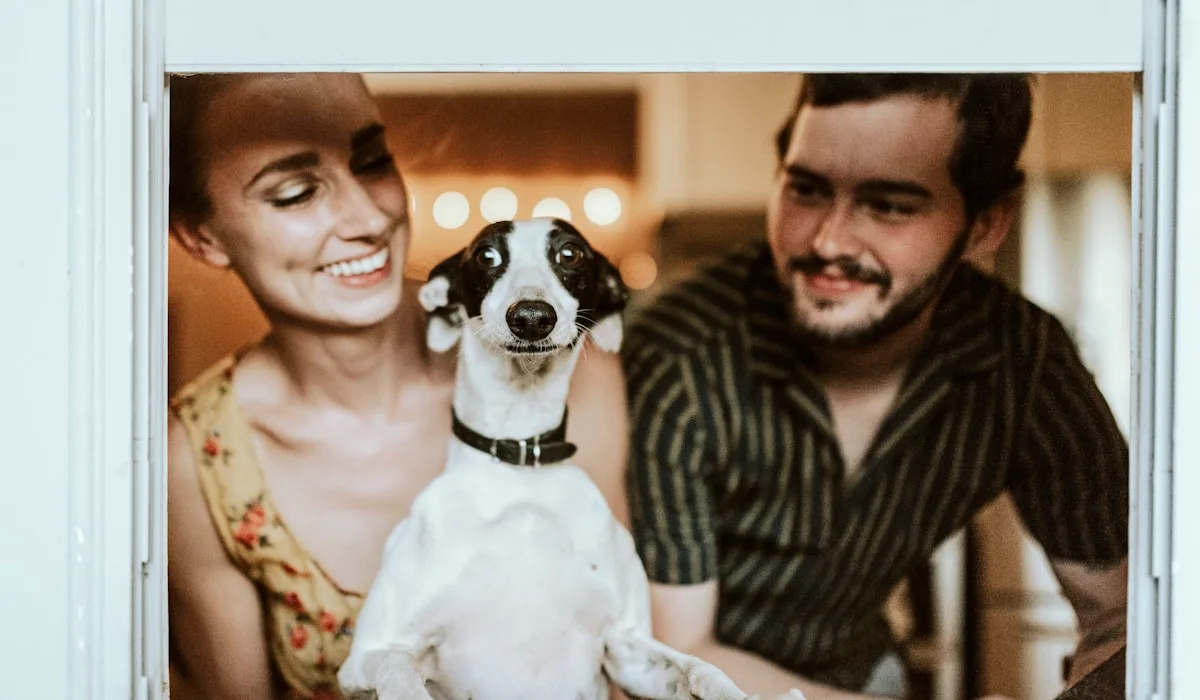 Person with their dog on a couch